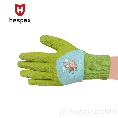 Luvas seguras de Hespax, jardinagem infantil revestida de látex ao ar livre